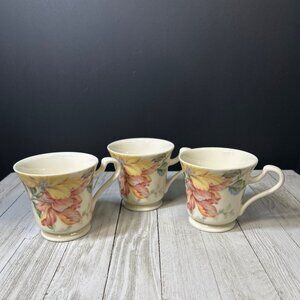 Mikasa Fine Ivory English Tapestry Teacups L9604 Japan - Set Of 3